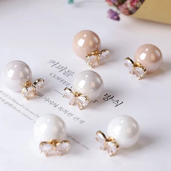 Bow and Ball Reversible Earrings - Picture 3 of 4